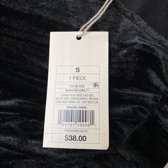 A New Day Jumpsuit Womens Small Black Velvet Empire Waist V Neck Straight Leg - Picture 9 of 16